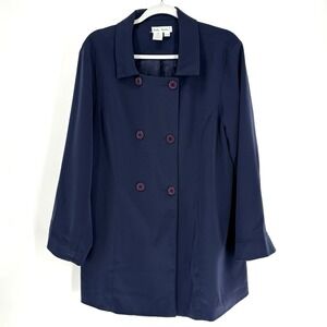 Ulla Popken Lightweight Long Loose Jacket Trench Womens 16 / 18 Blue Swing Coat
